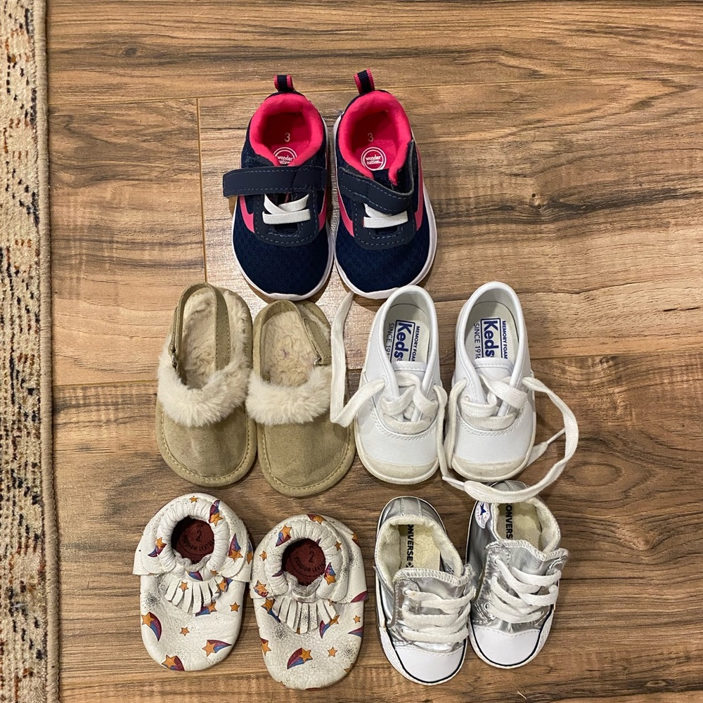Bundle of 5 pairs of baby shoes Keds, Freshly Picked, Converse, Gap